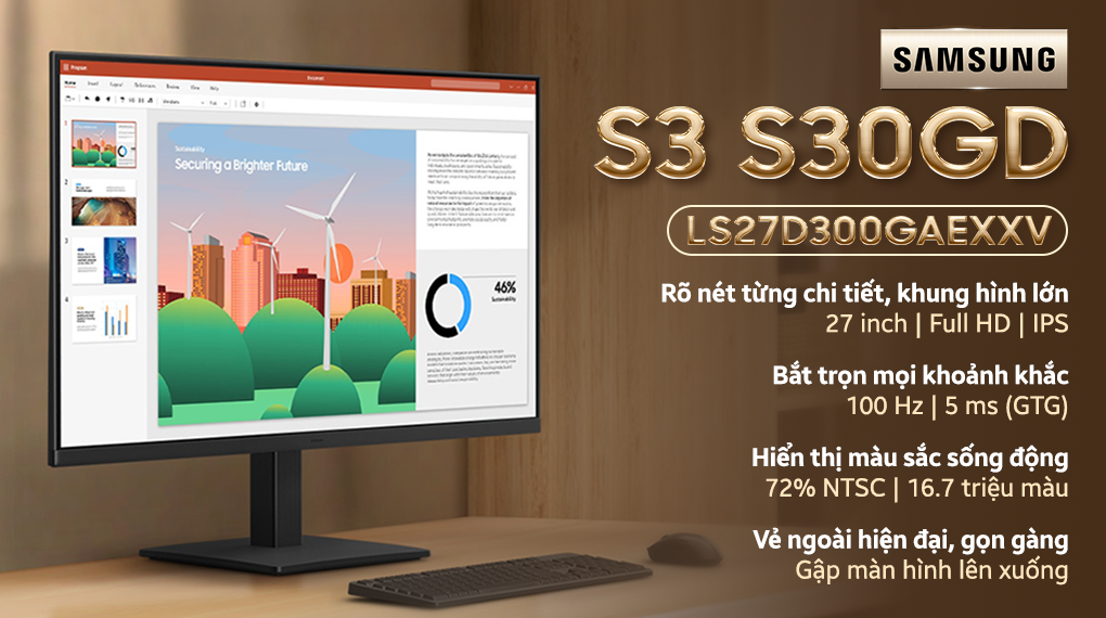 Màn hình Samsung S3 S30GD LS27D300GAEXXV 27 inch FHD/IPS/100Hz/5ms