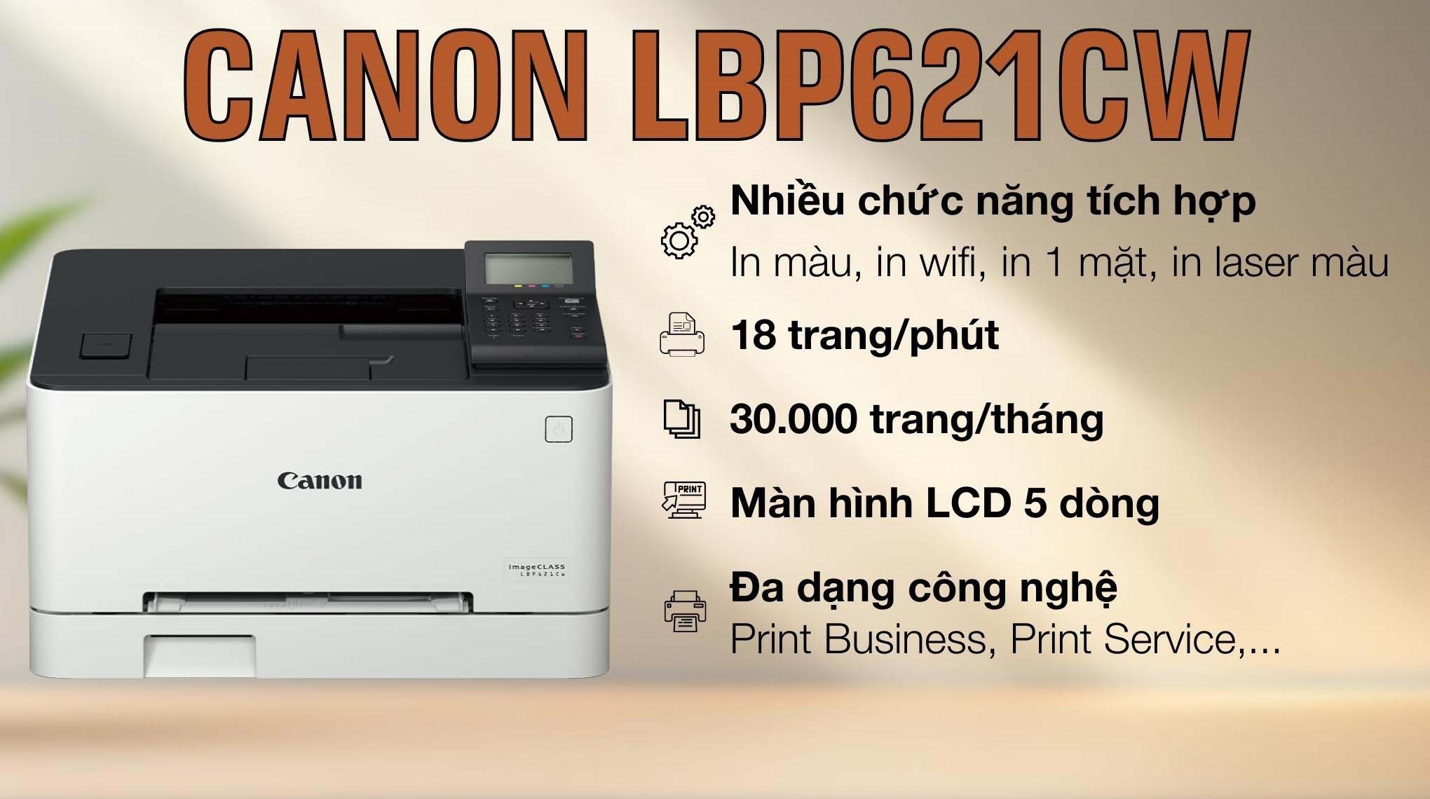 Máy in laser màu đơn năng Canon LBP621CW Wifi