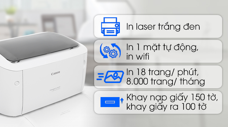 Máy in laser trắng đen đơn năng Canon LBP6030W Wifi
