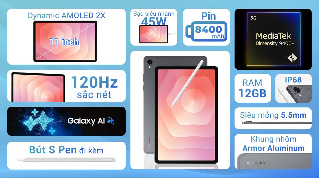 Máy tính bảng Samsung Galaxy Tab S11 WiFi 12GB/128GB