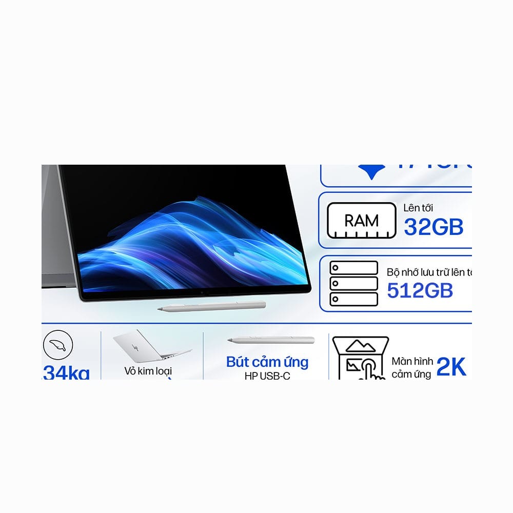 Máy tính xách tay/ Laptop HP OmniBook X Flip 14-fm0076TU - BZ7P6PA (Core Ultra 7-258V) (Xanh)