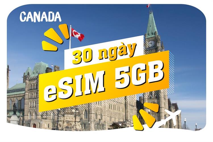 eSIM du lịch Bluecom Canada 5GB/30 Ngày