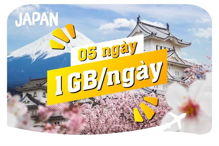 eSIM du lịch Bluecom Japan 1GB/Ngày 5 Ngày