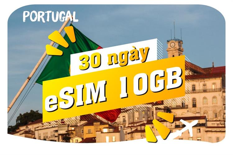 eSIM du lịch Bluecom Portugal 10GB/30 Ngày