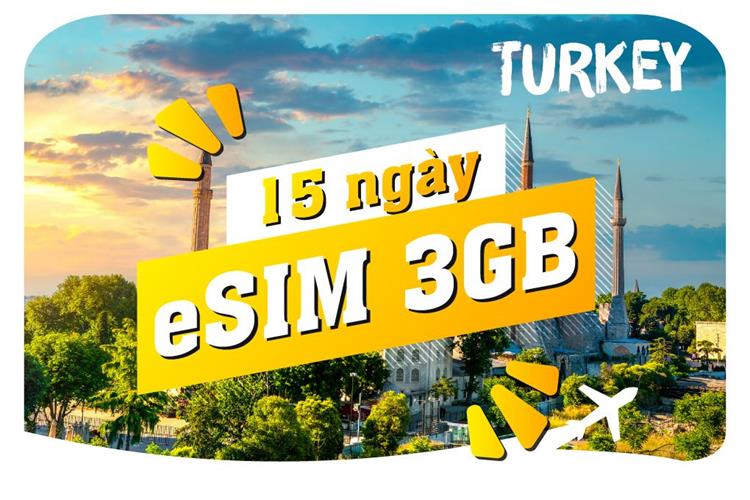 eSIM du lịch Bluecom Turkey 3GB/15 Ngày