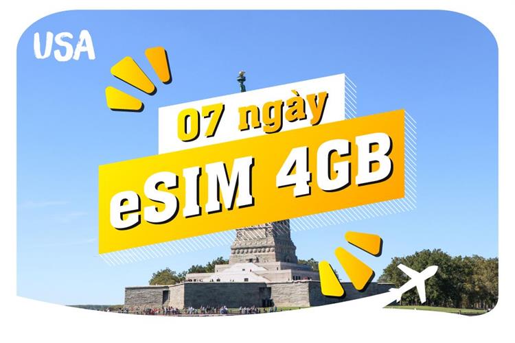 eSIM du lịch Bluecom United States 4GB/7 Ngày