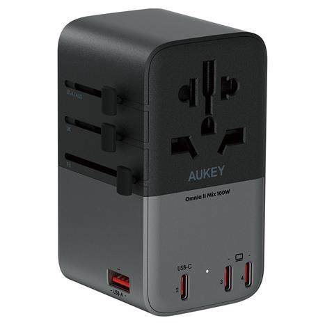 Adapter sạc du lịch đa cổng PD 100W Aukey PA-TA09A