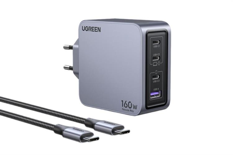 Bộ sạc nhanh 4 cổng USB Type-C QC3.0 PD 160W Ugreen Nexode Pro X763 25877 kèm Cáp Type C - Type C
