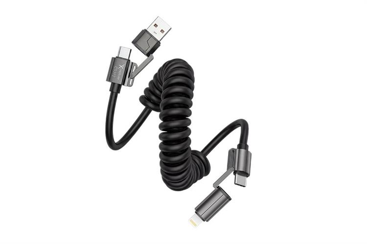 Cáp sạc nhanh lò xo đa năng 4 in 1 Lightning Type C 60W 1.5m Xmobile CS312
