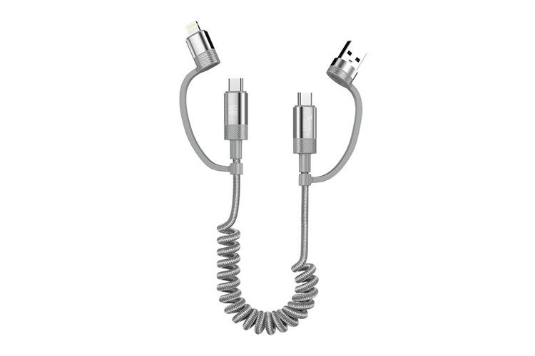 Cáp sạc nhanh lò xo đa năng 4 in 1 Lightning Type C 60W 1.5m Xmobile CS320