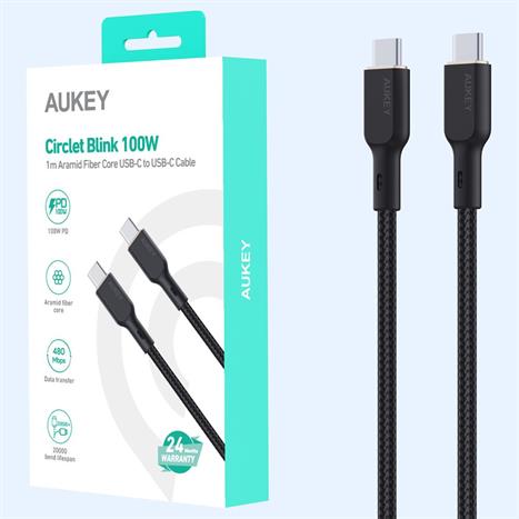 Cáp sạc nhanh và truyền dữ liệu Type-C - Type-C 100W 1m Aukey CB-KCC101 - Đen