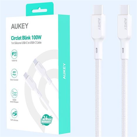 Cáp sạc nhanh và truyền dữ liệu Type-C - Type-C 100W 1m Aukey CB-KCC101 - Trắng