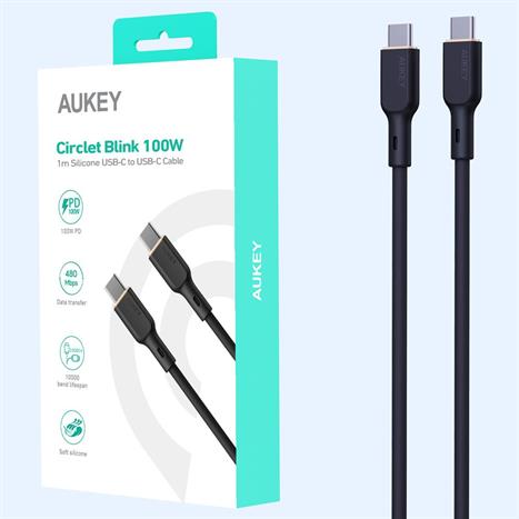 Cáp sạc nhanh và truyền dữ liệu Type-C - Type-C 100W 1m Aukey CB-SCC101 - Đen