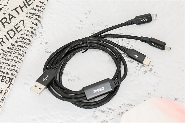 Cáp sạc và truyền dữ liệu 3 đầu USB-A - Lightning Type-C Micro USB 15W 1m Xmobile DR002