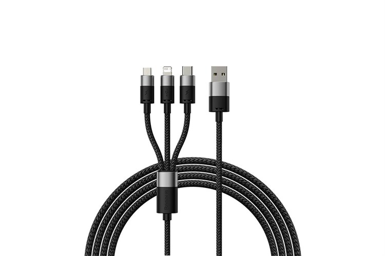 Cáp sạc và truyền dữ liệu 3 đầu USB-A - Type-C Lightning Micro USB 17.5W 1.2m Baseus StarSpeed CB000030