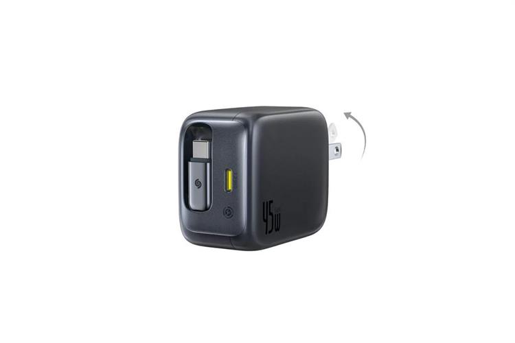 Sạc nhanh 2 cổng Type-C PD 45W Baseus EnerCore CJ11 E0120C kèm cáp dây rút Type C
