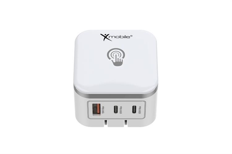 Sạc nhanh 3 cổng tích hợp đèn cảm ứng GaN3 65W Xmobile TFL-65W-01