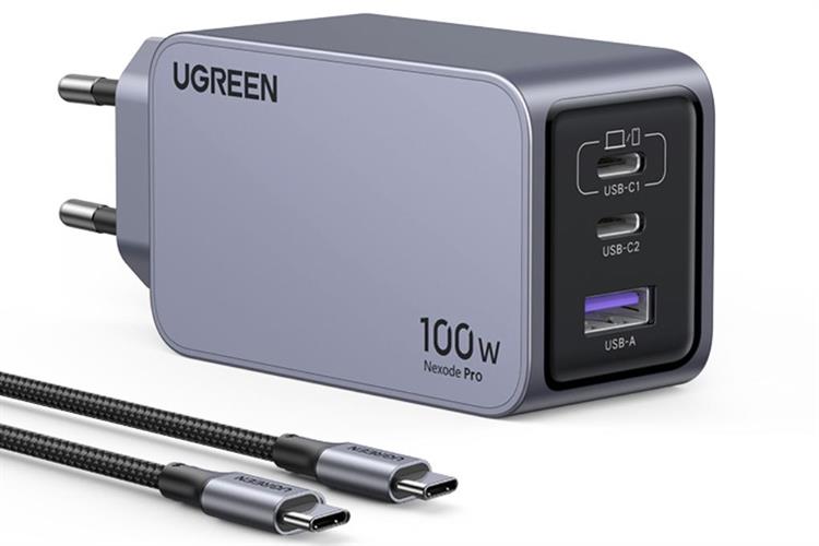 Sạc nhanh 3 cổng USB Type C PD 100W Ugreen Nexode Pro X757 25874 kèm Cáp Type C - Type C