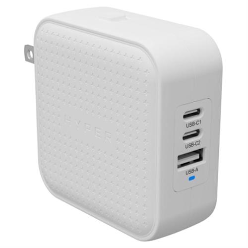 Sạc nhanh 3 cổng USB Type-C PD QC 3.0 GaN 70W HyperJuice HJ1003BKWWGL - Trắng