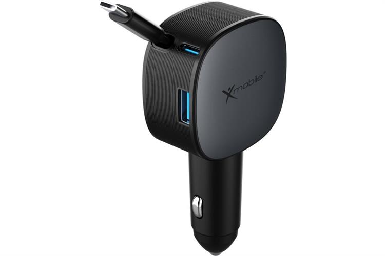 Sạc xe hơi 3 cổng USB Type C PD 30W kèm Cáp dây rút Type C 70cm Xmobile SN-C03