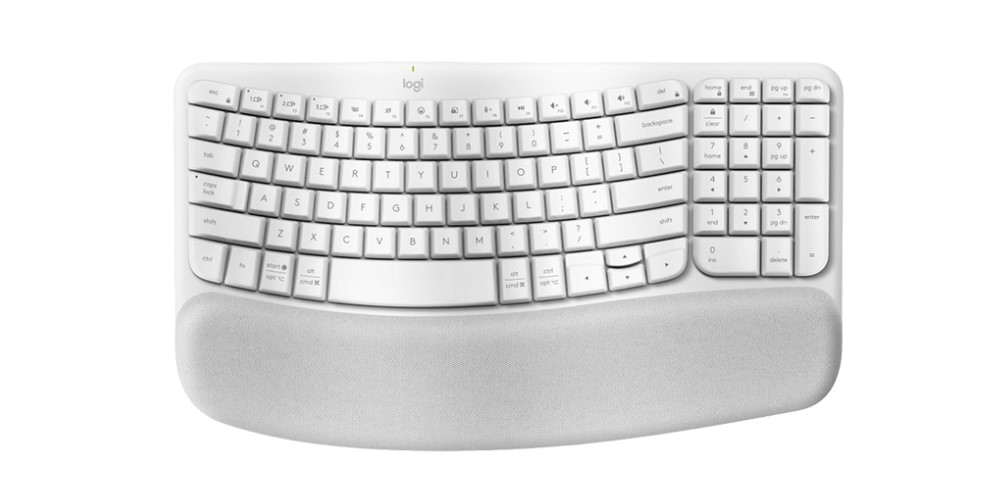 Bàn phím Logitech Wave Keys Ergonomic Trắng – Không dây, công thái học, êm ái
