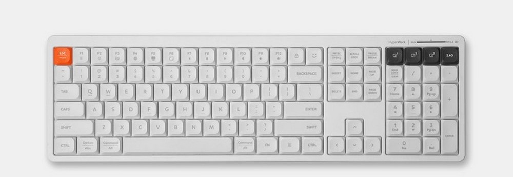 Bàn phím không dây HyperWork SilentKey HPW-TS01-WHT (Trắng) – Thiết kế đẹp, gõ êm, kết nối không dây