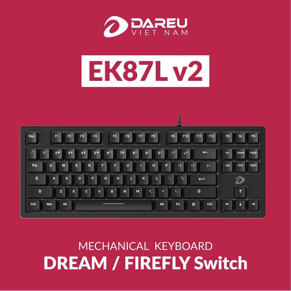 Bàn phím cơ Dareu EK87L V2 Black – Dream Switch, gõ êm, siêu bền