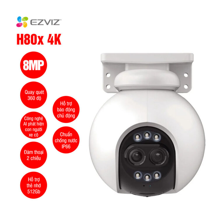 Camera WiFi quay quét EZVIZ H80x Dual 4K 10MP - Camera EZVIZ H80x Dual ống kính F1.0