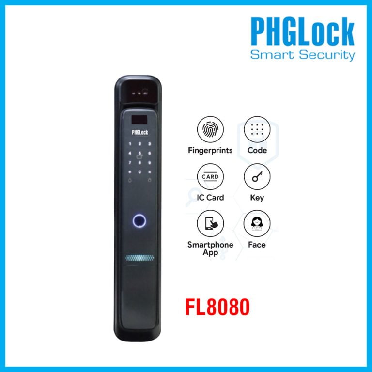 Khóa Cửa Nhận Diện Khuôn Mặt PHGLock FL8080 – Màn Hình + Camera, Face ID An Toàn