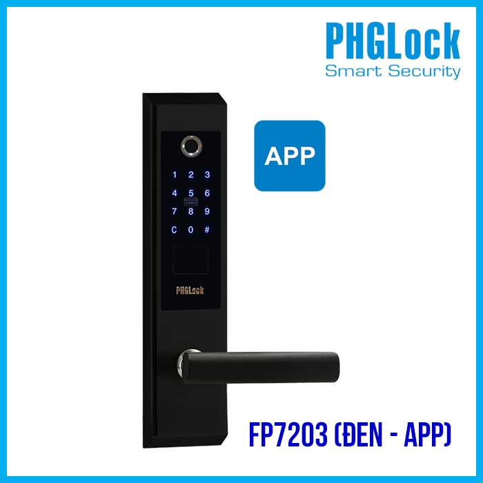 Khóa điện tử cho văn phòng PHGLOCK FP7203 Đen-App - Khóa PHGLOCK FP7203 màu đen app