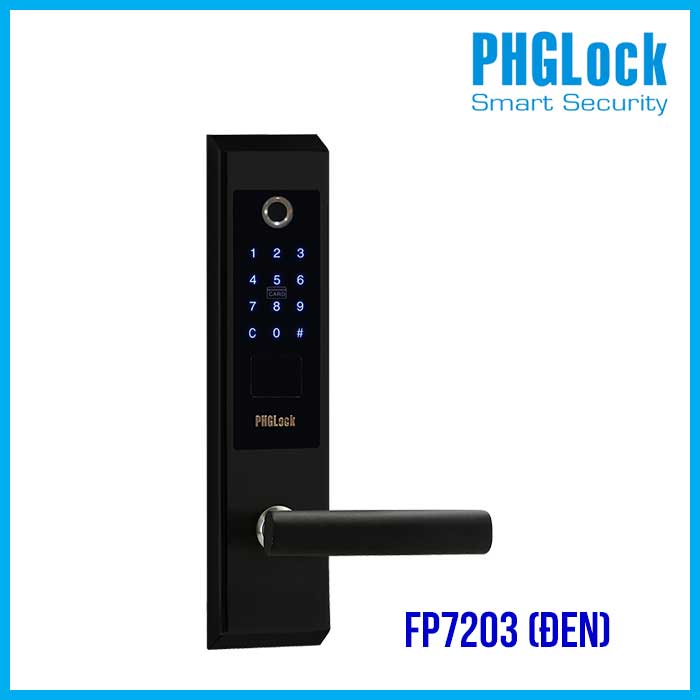 Khóa điện tử cho văn phòng PHGLOCK FP7203 Đen - Khóa PHGLOCK FP7203 màu đen inox