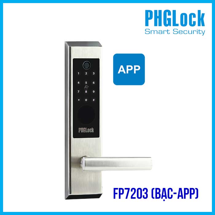 Khóa điện tử cho văn phòng PHGLOCK FP7203 Bạc-App - Khóa PHGLOCK FP7203 màu bạc app