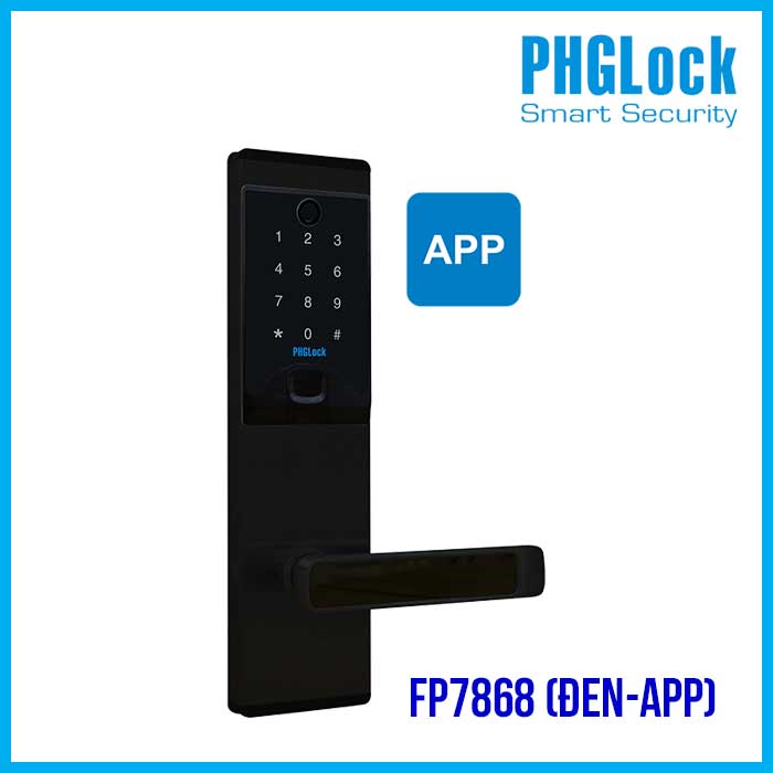 Khóa điện tử cho căn hộ PHGLOCK FP7868 Đen-App - Khóa PHGLOCK FP7868 màu đen app