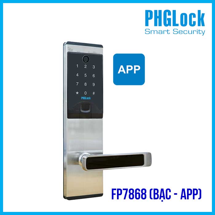 Khóa điện tử cho căn hộ PHGLOCK FP7868 Bạc-App - Khóa PHGLOCK FP7868 màu bạc app