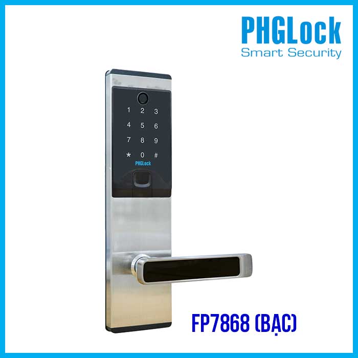 Khóa điện tử cho căn hộ PHGLOCK FP7868 Bạc - Khóa PHGLOCK FP7868 màu bạc inox