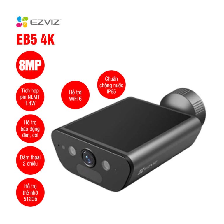 Camera Wifi dùng pin EZVIZ EB5 4K 8MP - Camera EZVIZ EB5 pin năng lượng mặt trời