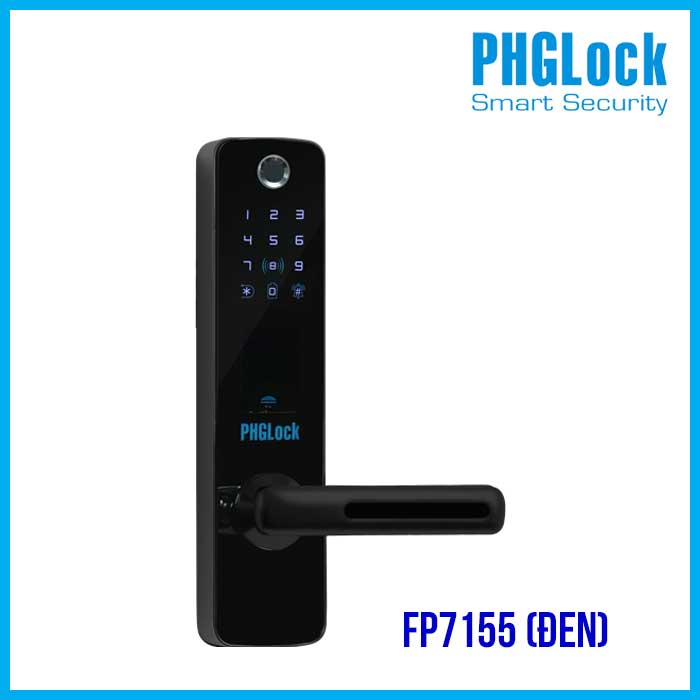 Khóa cửa vân tay cho văn phòng PHGLOCK FP7155 Đen - Khóa PHGLOCK FP7155 màu đen inox