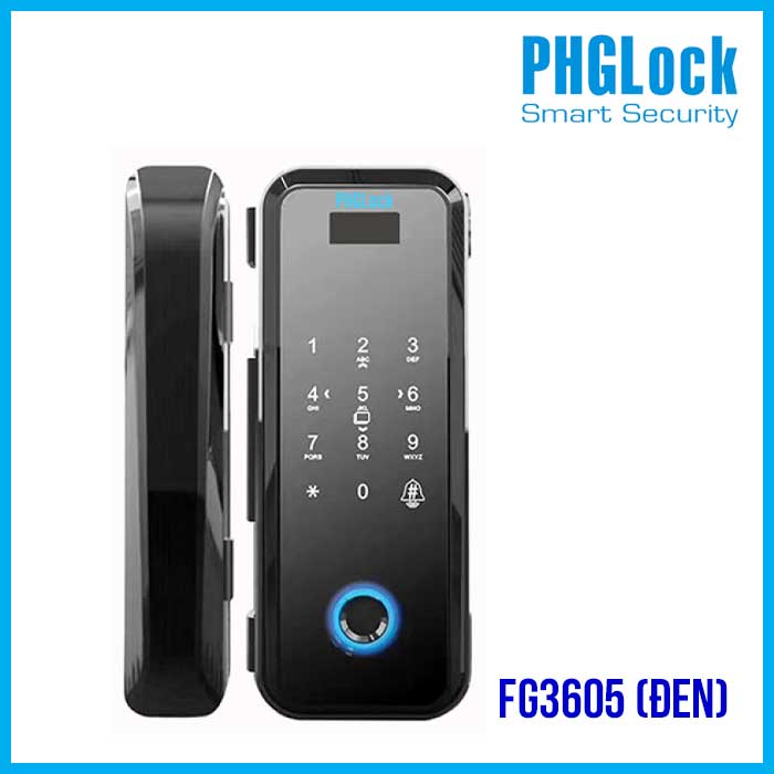 Khóa cửa vân tay cho cửa kính PHGLOCK FG3605 Đen - Khóa PHGLOCK FG3605 cửa kính văn phòng