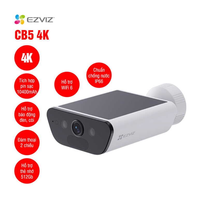 Camera Wifi dùng pin EZVIZ CB5 4K 8MP - Camera EZVIZ CB5 không dây pin sạc