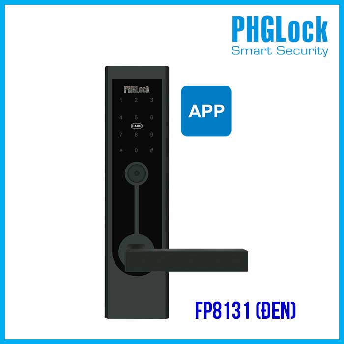 Khóa vân tay cho chung cư, nhà phố PHGLOCK FP8131 (Đen-App) - Khóa PHGLOCK FP8131 đen app điện thoại