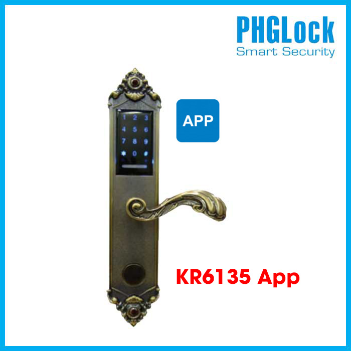 Khóa cửa vân tay, mã số PHGLOCK KR6135 App - Khóa PHGLOCK KR6135 app điện thoại