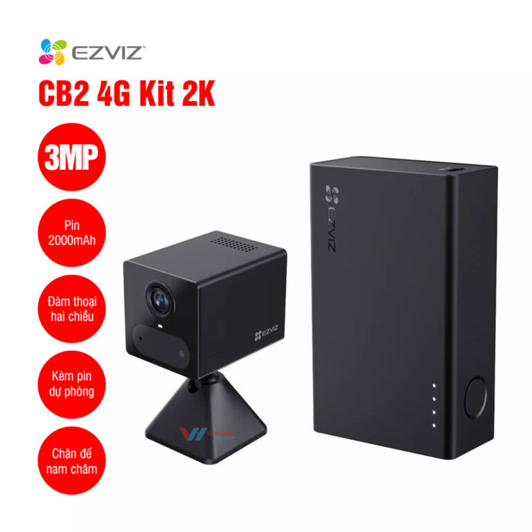 Camera pin sạc EZVIZ CB2 4G Kit 2K Compact - Camera IP EZVIZ 3MP 4G Mini