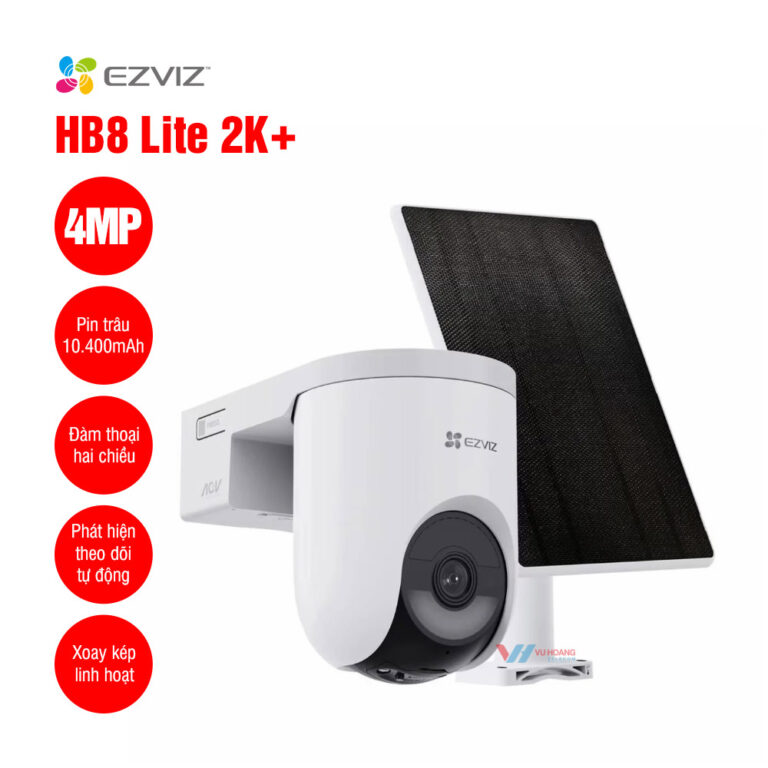 Camera pin sạc ngoài trời EZVIZ HB8 Lite 2K+ Solar - Camera IP EZVIZ 4MP Battery Outdoor