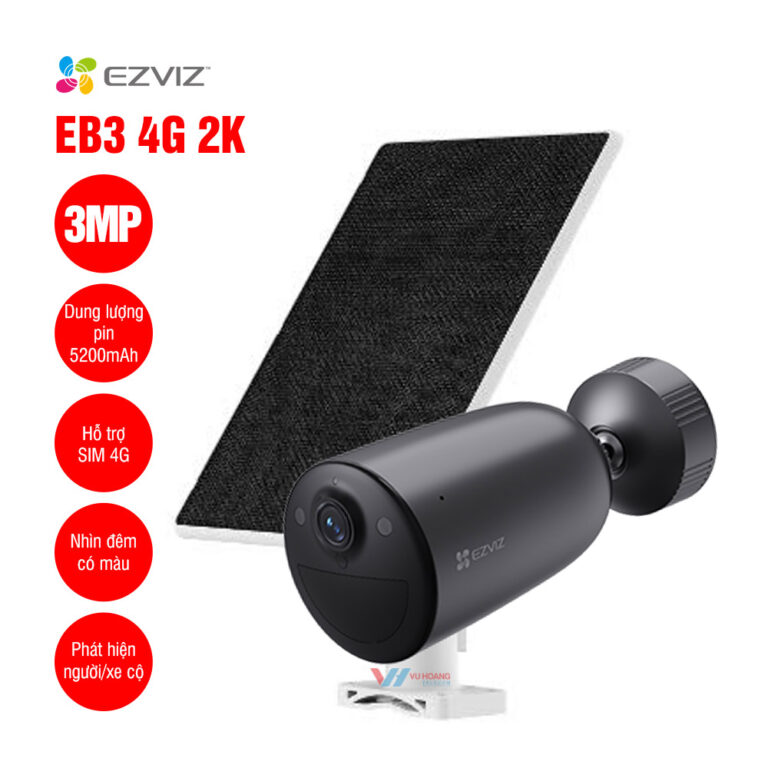 Camera pin sạc EZVIZ EB3 4G 2K Outdoor - Camera IP EZVIZ 3MP 4G Solar