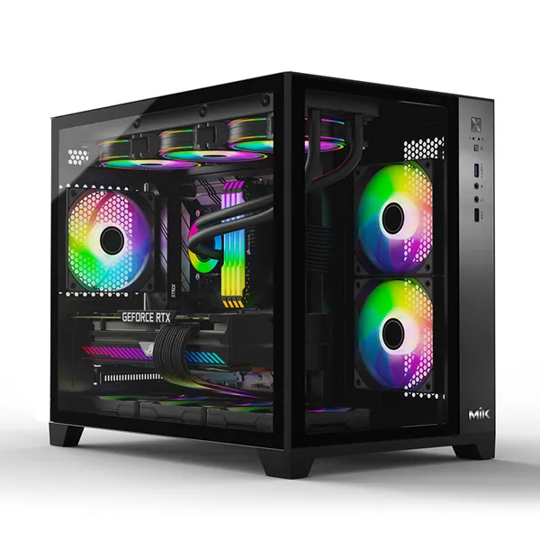 Vỏ máy tính MIK LV12 M BLACK - Micro ATX kính cường lực đen