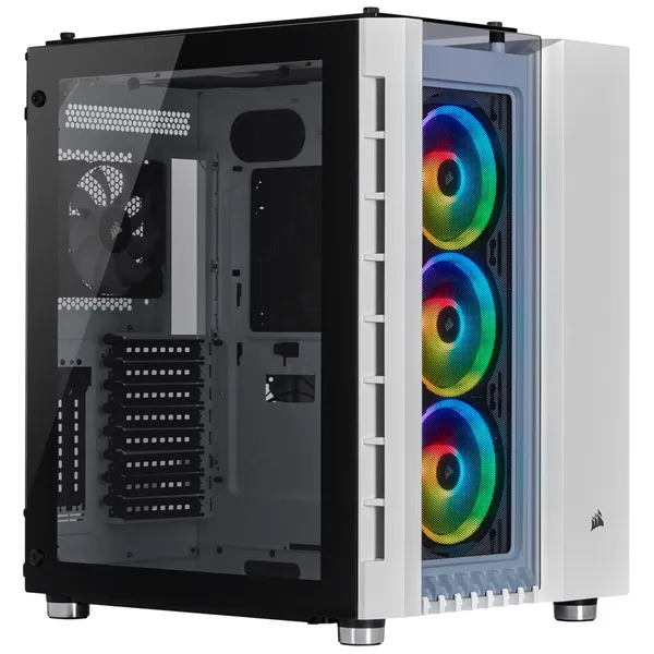 Vỏ máy tính Corsair 680X RGB TG White - Mid Tower dual chamber RGB trắng premium