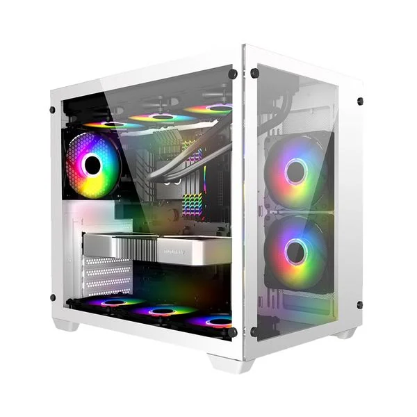 Vỏ máy tính 1st Player MV7 White - Mid Tower kính cường lực trắng