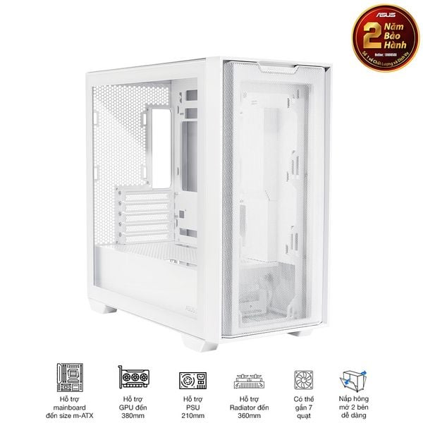 Vỏ máy tính ASUS A21 WHITE - Micro ATX kính cường lực trắng