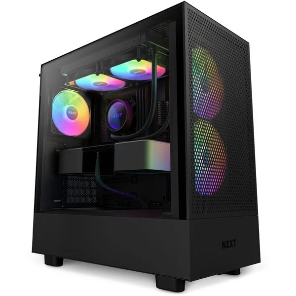 Vỏ máy tính NZXT H5 Flow Black RGB - Mid Tower 4 quạt RGB đen