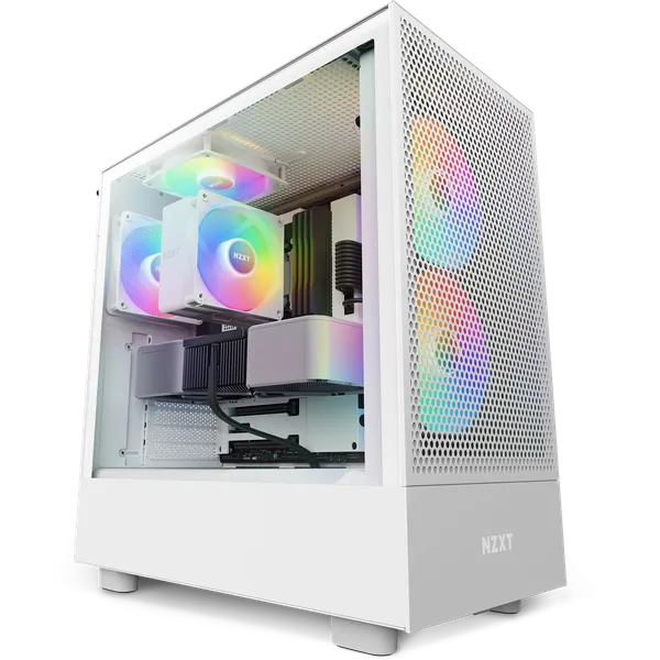 Vỏ máy tính NZXT H5 Flow White RGB - Mid Tower 4 quạt RGB trắng